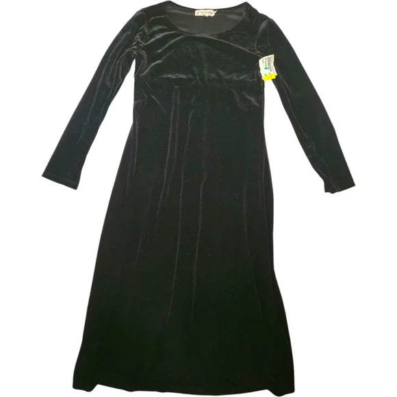 My Michelle Dresses | Vtg Y2k My Michelle Black Velvet Maxi Dress Sz M Gothic Long Sleeve | Color: Black | Size: M | Prophecywn's Closet
